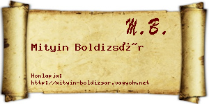 Mityin Boldizsár névjegykártya